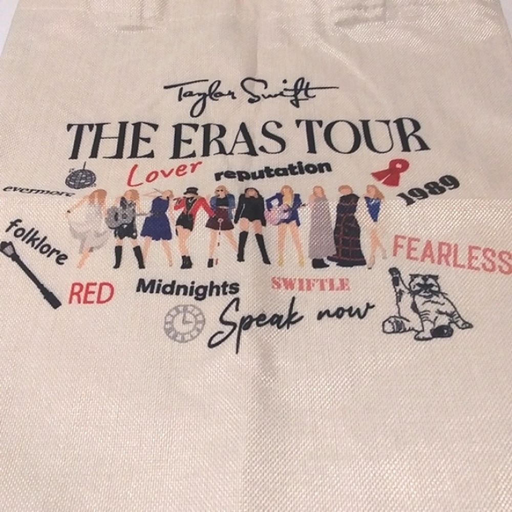 Taylor Swift Tote Bag The Eras Tour Canvas Taylor Images Album Cream 13" X 14" - Picture 3 of 10
